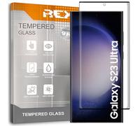REY Verre Trempé 3D pour Samsung Galaxy S23 Ultra, Noir, Protecteur d'écran qualité supérieure, Protection Complète, 3D, 4D, 5D
