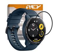 REY Verre Trempé 3D pour XIAOMI Watch S1 Active, Noir, Protecteur d'écran qualité supérieure, Protection Complète, 3D, 4D, 5D