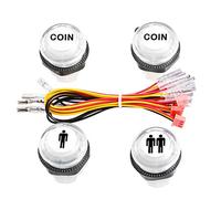 Reyann 4 pcs / Lot 5V LED bouton poussoir éclairé 1P / 2P Joueur Boutons de démarrage / 2x Boutons de monnaie pour MAME / JAMMA / Jeux de combat / Arcade Jeux vidéo