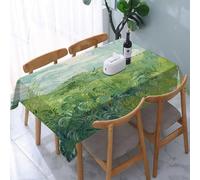 reyawdf Nappe rectangulaire,imperméable,nappes en PVC,Nappe pour l'intérieur et l'extérieur,Van Gogh Abstrait Pays Vert,pour Salle à Manger,Jardin,fête,Mariage ou Maison,137x183cm