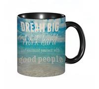 reyawdf Tasse Originale avec Illustration Personnalisée, Case Dream Big Work Hard Citation inspirante,Mug Humour pour Collègue, Cadeau Unique pour Noël, Anniversaire, Retraite, Amis et Famille,330ml