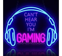 ReyeeInc Panneau néon pour casque de jeu, grand éclairage LED coloré à intensité variable pour casque de jeu et panneau lumineux alimenté par USB pour zone de jeu, salle vidéo, chambre à coucher,