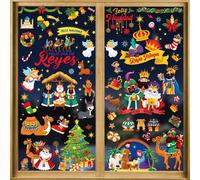 Reyes Magos Pegatinas De Ventana, Feliz Navidad Pegatinas De Ventana, Feliz Día De Reyes Pegatinas De Ventana, Navidad Reyes Magos Decoraciones Para Ventana Puerta Pared Vidrio
