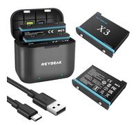 REYGEAK Chargeurs de Batterie pour Insta360 X3, 2 Batteries （1800mAh） de Rechange avec Deux emplacements pour Chargeur Compatible avec Insta360 X3 (Chargeur + 2 Batteries)