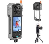 REYGEAK pour Insta360 X5 Cadre d'utilité,Cage de caméra en Aluminium pour Insta360 X5,Boîtier Protecteur avec Couvercle de lentille en Silicone,Boîtier Protecteur avec 1/4 Fil Doits pliants