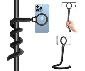 REYGEAK Support Téléphone Magnétique Flexible, Trépied pour Magsafe iPhone 15/14/13/12 Pro Max Plus, Support Pliable pour Tube de Vélo, Fixation Guidon avec Vis 1/4 pour Insta360 X4/X3