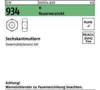 Reyher DIN 934 8 M45 galvanisé à chaud Gew.-tol. 6H tZn S