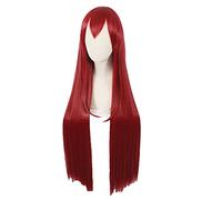 REYHS Anime Steins Gate Makise Kurisu Christina Assistant Auburn Raides 100 cm/1 m de long cheveux synthétiques raides Cosplay perruque + bonnet de perruque
