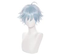 REYHS Anime Wig Chongyun Perruque de cosplay pour Genshin Impact, perruque courte bleue, costume d'Halloween, pour Halloween, fête costumée, spectacle d'anime, événement cosplay, concerts, perruque