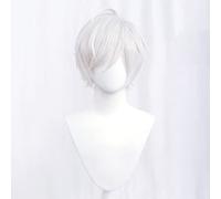 REYHS Anime Wig Near Cosplay Wig For Death Note Perruque courte argentée pour Halloween, fête costumée, spectacle d'anime, événement cosplay, concerts, perruque quotidienne