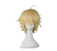 REYHS Mikaela Hyakuya Perruque Cosplay Seraph Of The End Cosplay Court Blond Clair Perruque Synthétique Résistant à la Chaleur Perruque Anime Haar