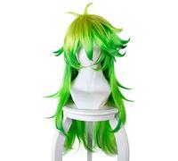 REYHS Perruque de cosplay Niko pour Nanbaka, perruque longue jaune dégradé vert, perruque pour Halloween, fête costumée, spectacle d'anime, cosplay, concerts, perruque quotidienne