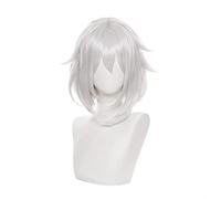 REYHS Perruque de cosplay Paimon pour cosplay Genshin Impact, perruque courte argentée, perruque pour Halloween, fête costumée, spectacle d'anime, concerts, quotidien