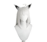 REYHS Youtuber Hololive Shirakami Fubuki White Straight Cos Wig Heat Resistant Synthetic Cosplay Hair Vtuber Fox Cosplay Wig
