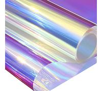 REYIN-CHHN Film autocollant holographique transparent irisé pour fenêtre - Rouleau de cellophane irisé - 40,6 x 254 cm
