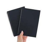 REYIN-CHHN Lot de 2 carnets à spirale vierges de 19,1 x 13 cm, papier épais 100 g/m², couverture souple, 70 feuilles (140 pages), carnet de dessin noir non ligné pour esquisse, écriture, cours d'art