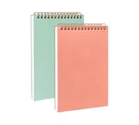 REYIN-CHHN Lot de 2 carnets de croquis à spirale verticale, rose et vert, couverture rigide, 19,1 x 13 cm, couverture en papier cartonné 1150 g/m², 100 pages/50 feuilles de papier à dessin 100 g/m²