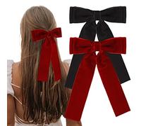 REYIN-CHHN Nœuds et pinces à cheveux en velours pour femmes et filles, accessoires de cheveux en ruban vintage noir/rouge