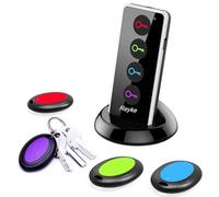 Reyke Localisateur de clés, 80 DB sans Fil RF avec portée de Travail de 39,6 m, télécommande avec Lampe de Poche LED, Support de Base pour clés, Portefeuille, téléphone et Animal Domestique