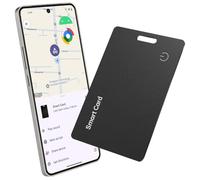 Reyke Slim Wallet Tracker Card, localisateur de Portefeuille Rechargeable, étanche IP67, Fonctionne avec Google Find My App (Android Uniquement), Organisateur pour étiquettes de Bagages, Noir