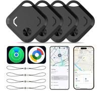 Reyke Traceur Bluetooth, Smart Tag et Porte-clés localisateur pour clés, Bagages et valises, étanche IP66, pour Portefeuille, Compatible iOS et Android, Noir, Lot de 4 pièces