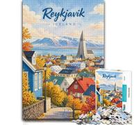Reykjavik Cityscape Puzzle À Motif 1000pcs (52x38cm) Défi | Pour les w nds tranquilles à la maison : ce puzzle adulte 1000 pièces peut se faire seul ou se partager.