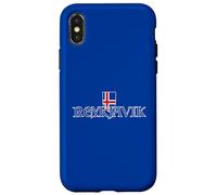 Reykjavik Drapeau islandais Souvenir Typographie médiévale Islande Coque pour iPhone X/XS