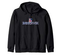 Reykjavik Drapeau islandais Souvenir Typographie médiévale Islande Sweat à Capuche
