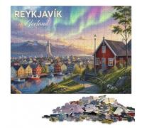 Reykjavik Iceland Aurora Borealis Poster Puzzle en Bois, 1000 pièces | Cadeau sans écran pour Noël avec moment puzzle seul ou à plusieurs le w nd.
