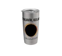 Reykjavík Islande Eclipse solaire 08.12.2026 Gobelet isotherme en acier inoxydable double paroi