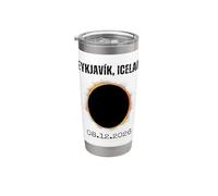 Reykjavík Islande Eclipse solaire 08.12.2026 Gobelet isotherme en acier inoxydable double paroi