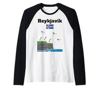 Reykjavik Souvenir Macareux Colonie Mer Falaises Drapeau Islande Manche Raglan