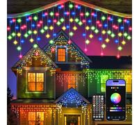 REYLAX Guirlande Lumineuse Extérieur 10M 299 LED RGB Icicle Lights Rideau avec Technologie Smart App Télécommande Dynamic Scene Modes Étanche IP67 pour Noël Fenêtre de Mariage Décoration