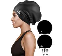Reymand 2 Pack Extra Große Badekappe Damen Herren für Zöpfe und Dreadlocks, Silikon Schwimmkappe für Langes Haar, Webereien, Extensions, Locken und Afros, Badehaube Bademütze für Erwachsene
