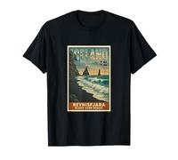 Reynisfjara Black Sand Beach Islande Vintage Art Graphic T-Shirt