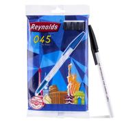 Reynolds 045 Lot de 10 stylos à bille noirs avec prise en main confortable | Stylos à bille noirs pour écrire | Stylo pour étudiants et papeterie de bureau | Pointe de 0,7 mm