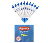 Reynolds 046 Lot de 10 stylos à bille rétractables bleus avec prise en main confortable | Stylos à bille bleus pour écrire | Stylo pour étudiants et papeterie de bureau | Pointe 0,7 mm