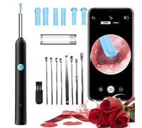 Reyova Oreille, Endoscope Nettoyant Oreille Kit Avec 6 Lumières Led, Otoscope Oreille 1080p Hd, Suitable for Ios and Android (Noir)