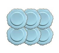 Reyox Assiettes de Présentation en Plastique Réutilisables, Assiettes de Service Ronde pour Noël Mariage Fête Événement bleu 12 pièces 33 cm