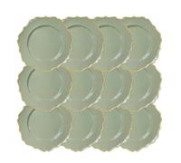 Reyox Assiettes de Présentation en Plastique Réutilisables, Assiettes de Service Ronde pour Noël Mariage Fête Événement vert 12 pièces 33 cm