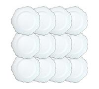 Reyox Assiettes de Présentation en Plastique Réutilisables, Assiettes de Service Ronde pour Noël Mariage Fête Événement blanc 12 pièces 33 cm