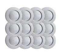 Reyox Assiettes de Présentation en Plastique Réutilisables, Table Décoration Ronde pour Noël Mariage Fête Événement argenté 12 pièces 33 cm