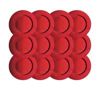 Reyox Assiettes de Présentation en Plastique Réutilisables, Table Décoration Ronde pour Noël Mariage Fête Événement rouge 12 pièces 33 cm