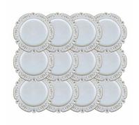 Reyox Assiettes de Présentation Réutilisables, Assiettes Décoratives en Plastique pour Noël Mariage Fête Événement blanc 12 pièces 33 cm