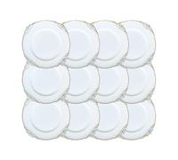 Reyox Assiettes de Présentation Réutilisables, Assiettes Décoratives en Plastique pour Noël Mariage Fête Événement blanc 2 12 pièces 33 cm