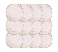 Reyox Assiettes de Présentation Réutilisables, Assiettes Décoratives en Plastique pour Noël Mariage Fête Événement rose 2 12 pièces 33 cm