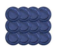 Reyox Assiettes de Présentation Ronde en Plastique Réutilisables pour Noël Mariage Fête Événement bleu 12 pièces 33 cm