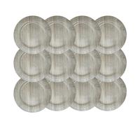 Reyox Assiettes de Présentation Ronde en Plastique Réutilisables pour Noël Mariage Fête Événement faux bois 12 pièces 33 cm