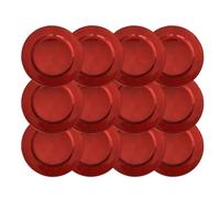 Reyox Assiettes de Présentation Ronde en Plastique Réutilisables pour Noël Mariage Fête Événement rouge 12 pièces 33 cm