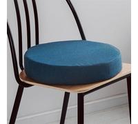 Reyox Coussin de Chaise Épais en Coton Lin, Galette de Chaise Antidérapants pour Bureau, Cuisine, Salle à Manger épaisseur 8 cm Rond Bleu Marine 50 x 50 cm